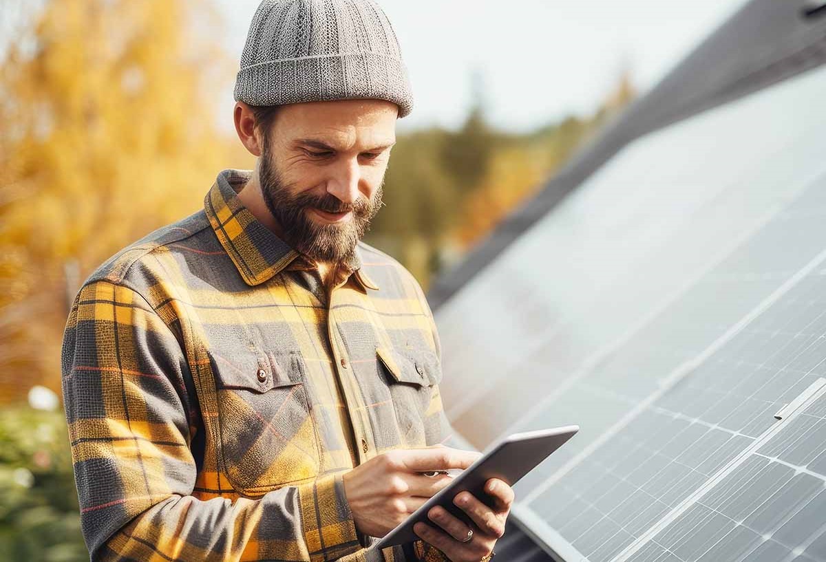 PV-Projektleiter vor Solar-Bedachung